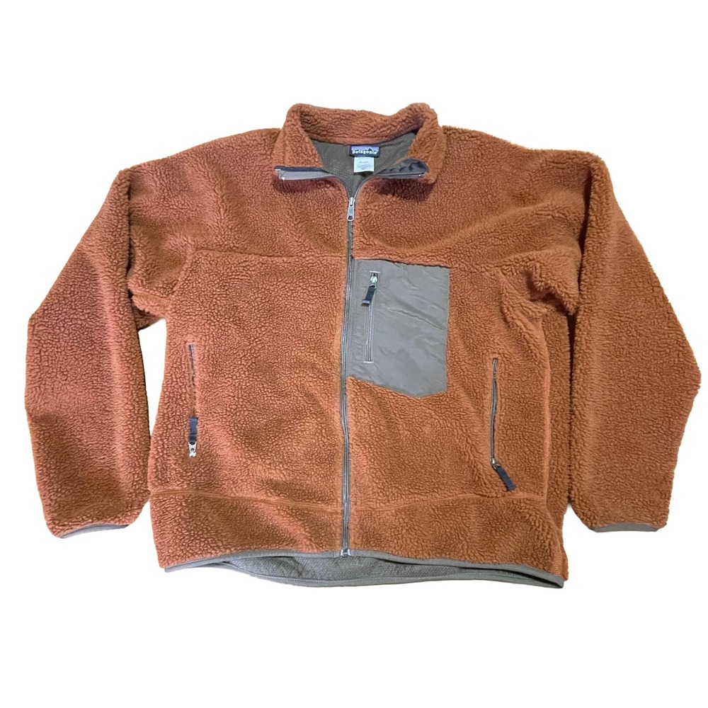 Rare PATAGONIA Deep Pile Fleece Brown Cedar Cardigan Gorpcore Retro-X XL